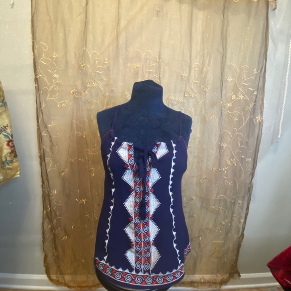 Jade S Small Embroidered Cotton Boho Tank Top - Picture 3 of 10